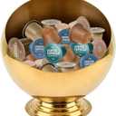 Coffee Pod Holder, Large Capacity Stainless Steel K Cups Holder Organizer Bowl Coffee Capsule Creamer Container Basket, Espresso Pods Storage for Bar Station, Counter (Gold)