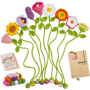GarfxG Crochet Kit for Beginners Adults, 10 Flower Bookmarks Beginner Crochet Kit Include Knitting Yarn, Step-by-Step Video Tutorial, Hook, Holiday Birthday Christmas Gift for Friends Families