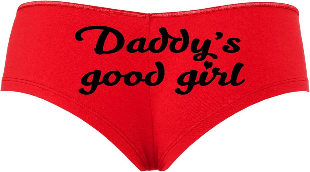 Knaughty Knickers Daddys Good Girl Cute Sexy Red Boyshort Panties DDLG BDSM CGLG (Small, Black)
