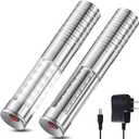 Civaner 2 Pcs Upgrade Bottle Service Lights LED Strobe Baton Bottle Girl Lights Rechargeable Handheld Flashing Club Signs for Birthday Wedding Party (Silver,White Light)