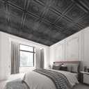 WOWSTAR 12-Pack 24"x24" Drop Ceiling Tiles, Waterproof Glue Up Vintage Style 3D Ceiling Tiles, Black