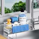 Kitchen Sink Sponge Holder - Self-Draining, Detachable Dish Cloth Holder, Rustproof Kitchen Countertop Organizer (White)