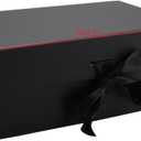 kaxilu Black Gift Boxes with Ribbon Foldable Gift Boxes Set of 5 Magnetic Presentations and Groomsmen Proposal, Glossy Finish,10.2x6.7x4.3 Inches