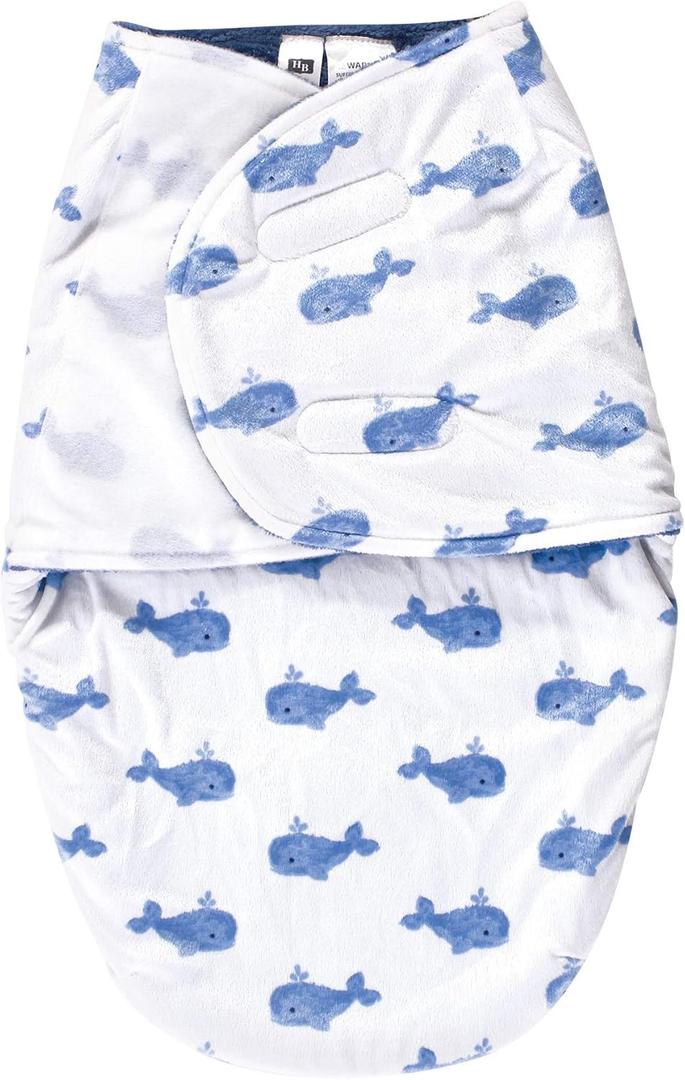 Hudson Baby Unisex Baby Plush Swaddle Wrap, Whale, 0-3 Months