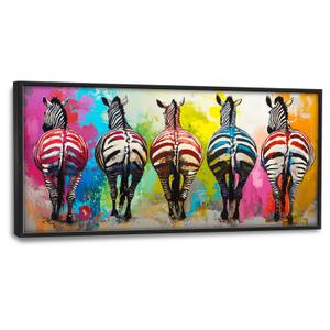 Zebra Wall Art, Funny Graffiti Zebras Pictures Wall Decor, Colorful Animal Canvas Prints Paintings,Large Abstract Framed Artwork for Living Room Bedroom Office Bathroom Dining Room 60"x 30"