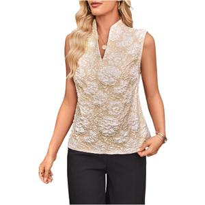 SOLY HUX Women's Work Outfits V Neck Sleeveless Blouses Summer Casual Tank Tops Business Office Dressy Striped Shirts (XL)