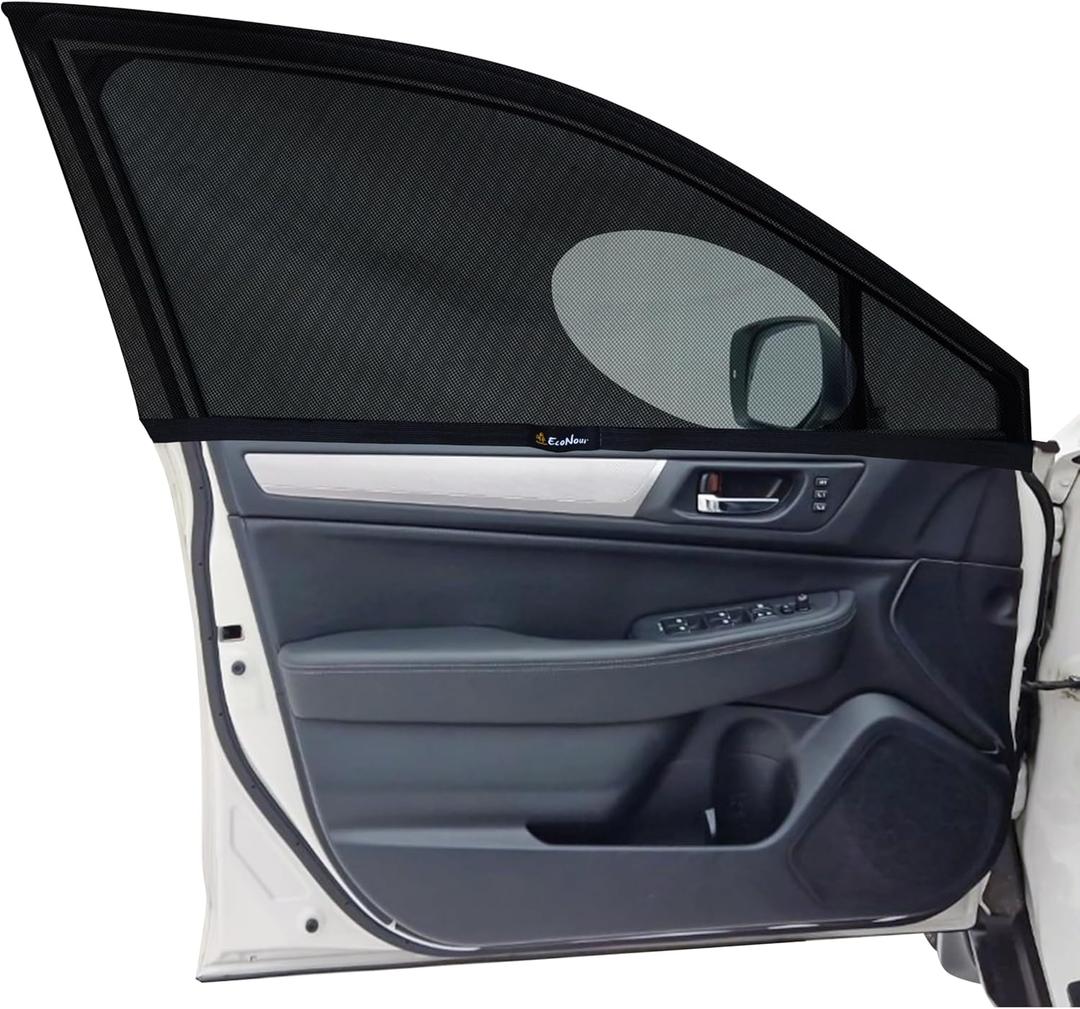 EcoNour Car Front Side Window Sun Shades Compatible for Subaru Outback | 2Pack Breathable Super Stretchy Mesh Sun Shade | Heat Block UV Protection Car Window Screen Covers | Mosquito Net Curtains