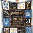 21st Birthday Gifts for Him, Cool 21st Birthday Gifts for Boy, Presents for 21st Birthday Male, 21 Year Old Birthday Gifts for Him, Happy 21st Birthday Decorations for Men Throw Blanket 50" x 60"