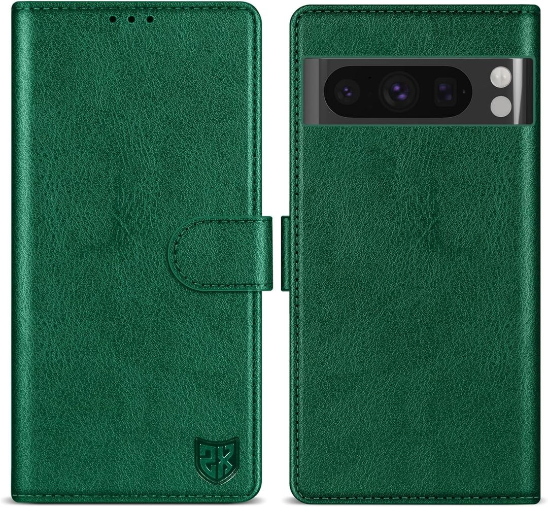 ZZXX for Google Pixel 8 Pro Wallet Case with [RFID Blocking] Card Slot Kickstand Magnetic Closure Leather Flip Fold Protective Phone Case for Pixel 8 Pro Case Wallet(Green-6.7 inch)