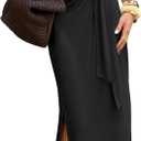 Prinbara Womens Summer Maxi Dresses Casual Short Sleeve Tie Waist Split Long Tshirt Dress 2026 Spring Beach Vacation Clothes (Large, Black)