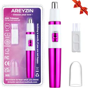AREYZIN Nose Hiar Trimmer for Women,Ladies Painless Nose Trimmer Women,Eyebrow Facial Ear Hair Trimmer Hair Clippers Professional, Waterproof, Dual-Edge Blade, Purple