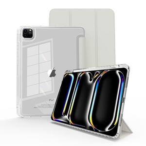 Mygroo for iPad Pro 11 inch M4 case 2024,Case for iPad Pro 11 with Pencil Holder（Model No.A2837,A3006）, Slim Smart Cover with Clear Back Shell for 2024 iPad Pro11 Inch M4,Transparent-White