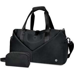 Ceneda 20" Gym Bag for Women with Wet Pocket & Shoe Compartment, Lightweight Duffel Waterproof Carry On Duffle for Travel, Yoga, Overnight (Black)