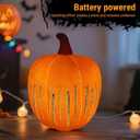 Starry Night Pumpkins, Twinkle Light Resin Pumpkins, One-Button Switch Control, Built-in LED Light, Indoor Glowing Night Light, Halloween Decor for Home (Orange)
