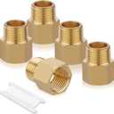 5 PCS Brass Pipe Fittings,1/2" NPT Thread Male x 1/2" NPT Thread Female Adapter Extension Fittings Brass fitting