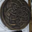 US Weight - 26lb Cast Stone Patio Umbrella Base - Durable and Weather-Resistant Adjustable Outdoor Base - Interlocking Circle Design - Made in The USA - Bronze