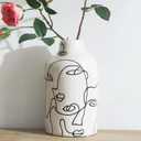 Kimdio Ceramic Vase for Home Decor, Abstract Irregular Design Flower Vase, Living Room Decor Minimalist Decorative Vases for Pampas Grass