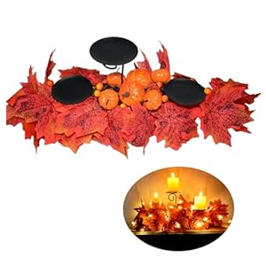 27.6" Christmas Centerpiece Christmas Candle Holders Table Decorations with Golden Glitter Bow Berries Pine Cones Norfolk Garland Lights Xmas Table Centerpiece for Home Mantel Tabletop Decoration