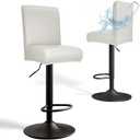 PU Leather Bar Stool Covers with Backs, 2 Pack Stretch Waterproof Bar Stool Chair Covers Washable & Comfortable Barstool Covers Slipcovers with Back for Pub/Counter/Dining Room Decoration (Cream)