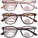 Bifocal Reading Glasses for Women Blue Light Blocking Clear Top Bifocal Computer Readers with Spring Hinges (Tortoise+light Brown+grey Brown)