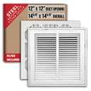Fits 20x10 Duct Opening | Filter Included Steel Return Air Filter Grille by Handua [Removable Door] | Vent Cover Filter Grill | White | Outer Dimensions: 22 5/8"W X 12 5/8"H