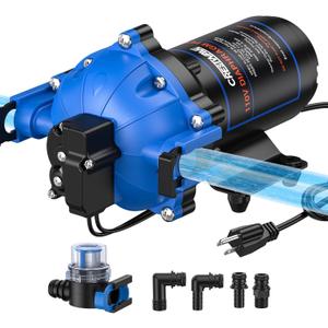 CrestWave 110V Water Pressure Booster Pump, 7GPM 70PSI, 5-Chamber Diaphragm Pump with Quick Connect Ports, Self-Priming Water Pump with Pressure Switch & Strainer for RV, Domestic, Irrigation, Marine