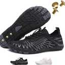 Barefoot Shoes for Women & Men, Grounded Walking Hiking Barefoot Shoes, Wide Toe Box Non-Slip Water Athletic Footwear, Comfortable Vitality Barefoot Footwear, Trail Running Sneakers Unisex (Black-grounding) Size: 6.5 Wide Women/5 Wide Men