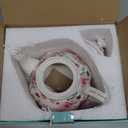 BTaT- Floral Tea Pot with Gift Box, 38 oz, White with Pink Roses & Gold Trim, Porcelain Teapot Ceramic, Dishwasher Safe