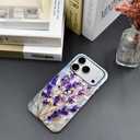 Case Compatible with iPhone 17 Pro,Glossy Hybrid 2-Layer Hard Shell,Shockproof Soft for Girl Women,Lavender Flower Purple Stained Glass