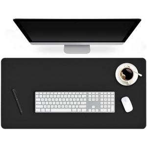24 X 36 Inch Multifunctional Office Felt Desk Pad Desk Cover Leather Mat Blotters Table Protector on Top of Desks Large Laptop Computer Gaming Keyboard Mouse Pad Organizer for Women Waterproof Black (Midnight Black)