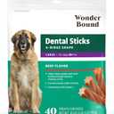 Amazon Brand - Wonder Bound Beef Flavor Dental Sticks for Large Dogs (Over 30 lbs), 6-Ridge Shape for Plaque & Tartar Control, Freshens Breath, Formulated with Vitamin C, 40 Count (Pack of 1), No BB Date