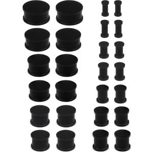 Yaalozei 8G-25mm Soft Ear Gauges Solid Silicone Ear Plugs Double Flared Flesh Stretchers Expander Hide Plugs for Ear Retainer Piercing Jewelry for Women Men Black White Flesh shin Tone 13 Pairs