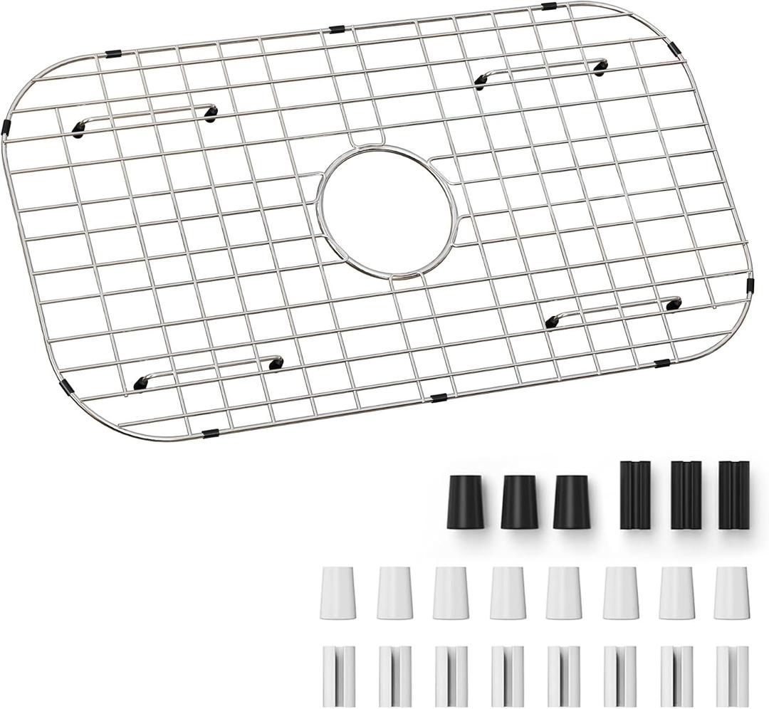 Sink Protector Grid 26-1/16" x 14-1/16",Centered Drain with Corner Radius 3-1/2", Stainless Steel Material(Centered Drain), Medium
