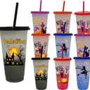 10pack/set Color Changing Halloween Cups With Lids and Straws - 24oz (710ml) Plastic Tumblers, Reusable Cup for Indoor Decorations, Trick or Treat, Christmas Party Favors