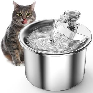Cat Water Fountain Stainless Steel  74oz/2.2L Pet Gift Dog Water Dispenser Automatic Silent Cats Dispenser for Drinking Indoor Metal Kitty Spout Fountains with 3 Filters & 3 Sponges Cat Dogs Gifts