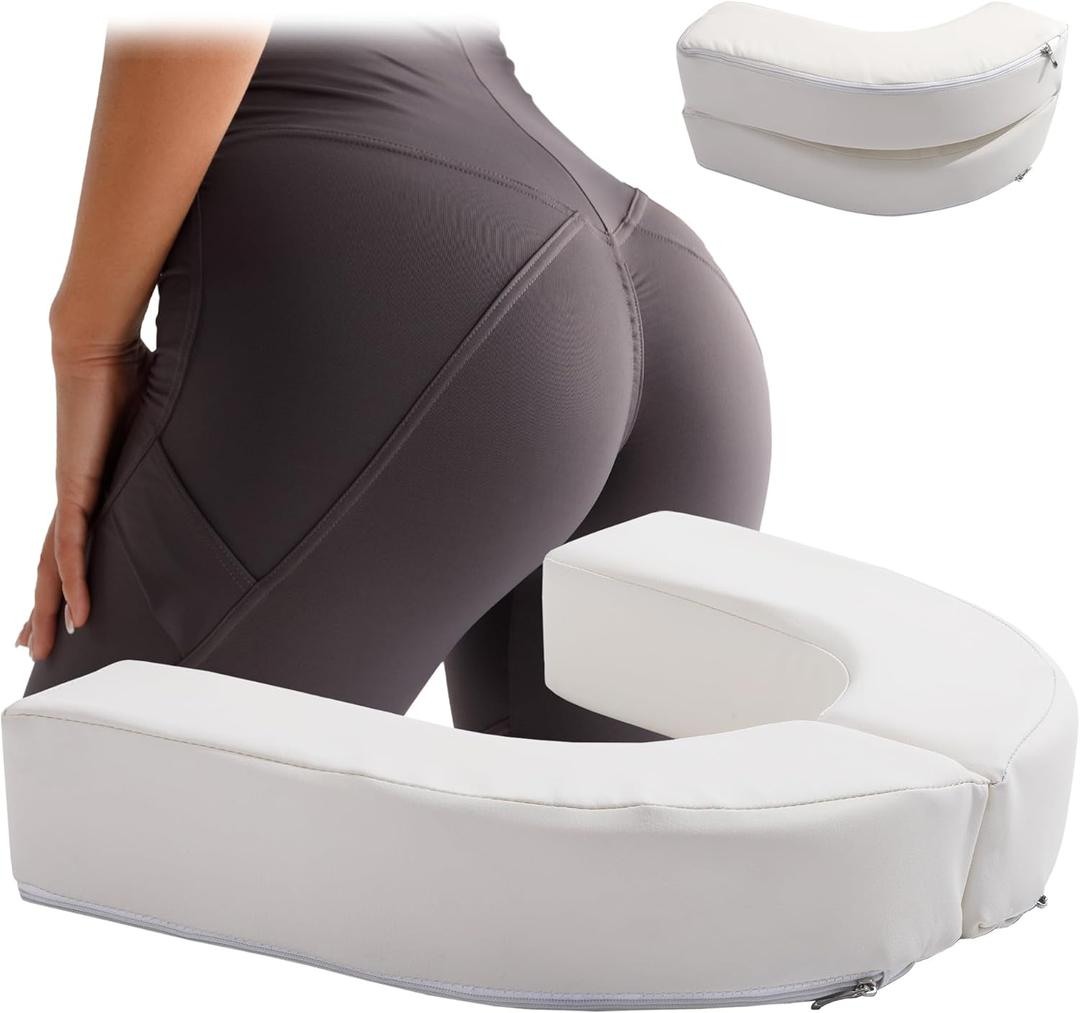 HOMBYS 3-Inch BBL Toilet Seat Cushion, PU Leather Brazilian Butt Lift Toilet Riser Pillow for Brazilian Butt Lift Surgery Recovery, Easy Clean, White