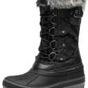 DREAM PAIRS Boys Girls Snow Boots Water-Resistant Outdoor Warm Cozy Anti-Slip Mid Calf Faux Fur Lining Insulated Winter Shoes for Little/Big Kids, Size 11 Little Kid, Black, KRIVER-1