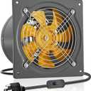 HG Power 10 Inch Exhaust Fan 988 CFM Kitchen Exhaust Fan Wall Mount with Backdraft Damper, Metal Plug In, Extractor Exhaust Ventilation Fan for Attic, Basements, Ceiling, Shop, Greenhouse (Grey)