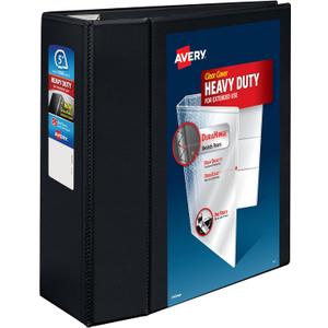 Avery Heavy-Duty 5 Inch Binders 3 Ring, View Binder, 5 Inch EZD Ring, Black, Sturdy (79606)