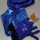 Kids Dance Hip Hop Jazz Costume Boys Sequin Vest Hat Glasses Set for Dance Party 3-12 Years (7-8 Years, Blue)