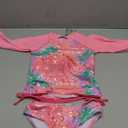 weVSwe Girls Rash Guard Swimsuit Rare Hem Cuffs Bathing Suit UPF 50+ Protection (3-4T, Green Fish Scales)