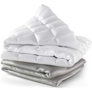 Cosy House Collection Adult Weighted Blanket (60" x 80", 15 Lbs) & 100% Rayon Derived from Bamboo Removable Cover - Queen Size Heavy Blanket with Premium Glass Beads - Grey