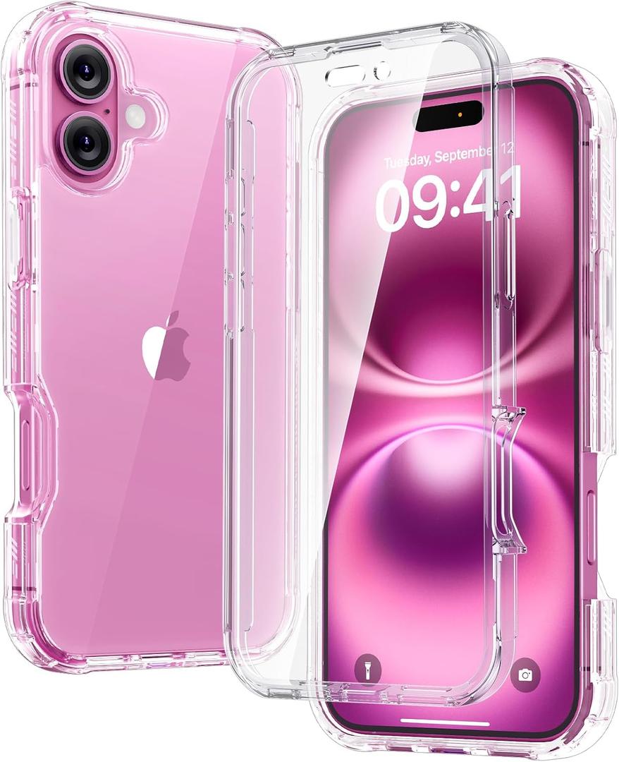 Diaclara Designed for iPhone 16 Case, Full Body Rugged Case with Built-in Touch Sensitive Anti-Scratch Screen Protector, Upgraded [Full Camera Protection] for iPhone 16 6.1" (Clear)