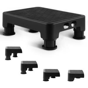 Adjustable Step Stool for Bed, Bathtub, Car and Kitchen, 4-Level Height 3.4"-5", Non-Slip Platform with 6 Anti-Skid Feet  Step Stool for Adults Seniors Kids Maternal, Black