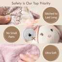 Moonkie Baby Lovey with Silicone Teether, Bunny Security Blanket with Textured Ribbons, Crinkle Toys, Soft Minky Velour & Natural Cotton, Newborn Girl Gift for Baby Shower or Birthday