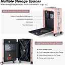 MRPLUM Front Pocket Carry On Luggage,Aluminum Frame PC Hardside Spinner Wheel Suitcase with TSA Lock,Cup Holder,Phone Holder&USB Charging Port,Pink(1 Piece), Medium