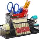 Ludato Desk Organizers Pen Holder for Desk, 4 Compartments Black Mesh Pen Holder Storage for Office Desk Accessories