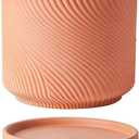 7" Unglazed Terracotta Planter with Drainage Hole & Saucer, Modern Minimalist Plant Pot for Home & Garden