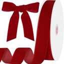 Red Velvet Ribbon 1 Inch x 25 Yards Christmas Ribbons Red Bows for Gift Wrapping Christmas Tree Wreath Bows Flower Bouquet Xmas Home Decorations