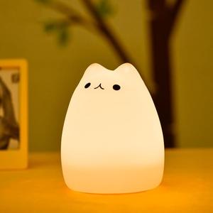 Lueudu Cat Night Light, USB Rechargeable Silicone Cute Night Light for Kids Baby Children, 7-Color Changing LED Cat Lamp Nursery Nightlights Christmas Gifts for Kids Bedroom (Celebrity Cat)